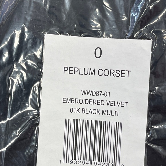 WeWoreWhat Embroidered Velvet Peplum Corset - Size 0 - NWT - Picture 6 of 6